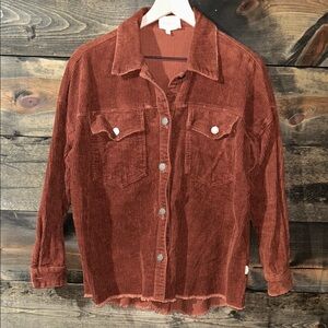 Rust Corduroy Button-Up Jacket